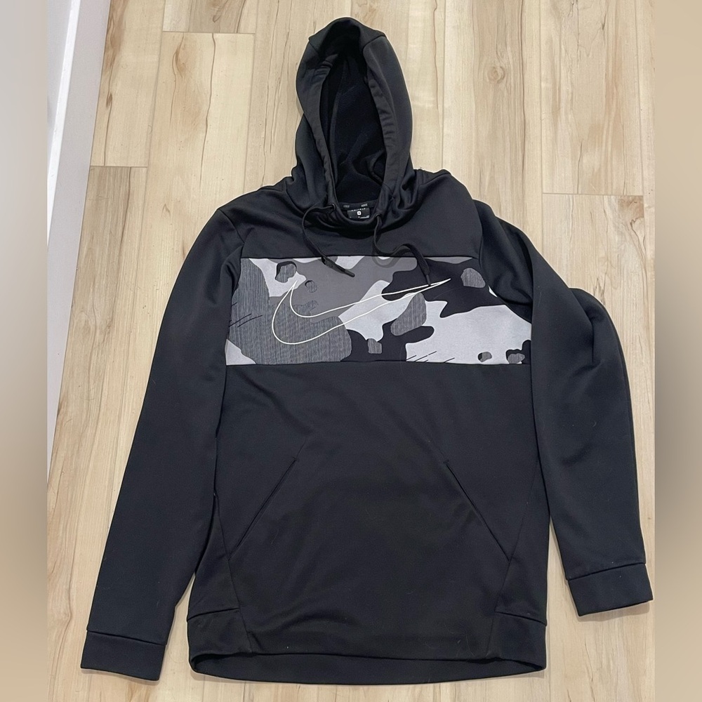 Nike Black and Gray Camouflage Men's dry fit Hoodie